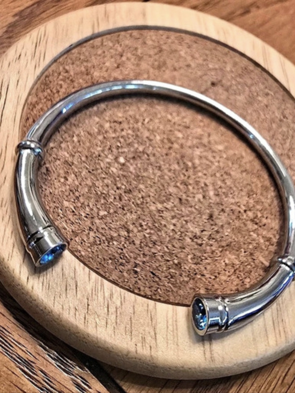 Silver Blue Stone Cremation Urn Bracelet